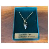 Ronte of Beverly Hills Genuine Opal and Sapphire Pendant Necklace in Box