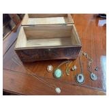 Cameo Jewelry Collection with Carved Wooden Box