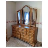 Keller 100 Year Anniversary Edition Oak Dresser with Tri-Fold Mirror