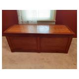Large Wooden Storage Trunk with Cedar Lining and Hinged Lid