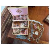 Costume Jewelry Collection with Multi-Tier Jewelry Box