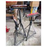 Set of Three Adjustable Roller Stands for Workshop Material Handling