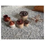 Collection of Stoneware Crocks, Jugs, and Wire-Bail Glass Jars