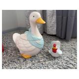 Ceramic Goose Cookie Jar and Matching Rooster Toothpick Holder Set