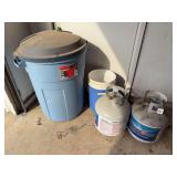 Rubbermaid Trash Can, Plastic Bucket, and Two AmeriGas Propane Tanks Lot