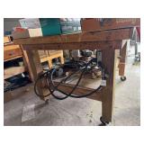 Heavy Duty Wooden Mobile Workbench with Lower Shelf and Casters