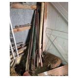 Assorted Metal Fence Posts and Post Driver