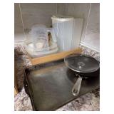 Kitchen Storage Containers, Pitchers, Skillet, and Baking Sheet Lot