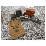 Collection of First National Bank of Nokomis Promotional Coin Banks and Canvas Bag
