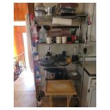Chrome Wire Storage Rack with Kitchenware and Small Appliances