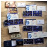 United States Mint Proof Sets, Presidential Dollar Set, 2011 Silver Eagle, and Two Dollar Bill