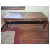 Wooden Parquet Top Coffee Table with Casters