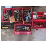 Assorted Hand Tools in Coca-Cola Crates and Toolboxes