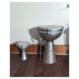 Set of Two Embossed Metal Hand Drums with Tunable Tension Rods