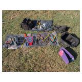 Assorted Hand Tool Set with Open-End Wrenches, Pliers, Screwdrivers, and Tool Bags