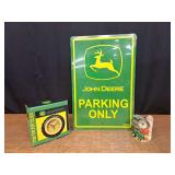 (3) John Deere Sign + Clocks