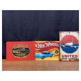 (3) Whitey's, United Airlines, Hot Wheels SST Signs