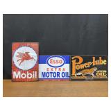 (3) Power-lube, Esso, Mobil SST Signs