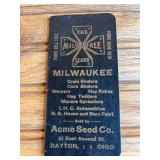 1912 Milwaukee, De Laval, Acme Seed Notebook