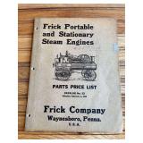 1939 Frick Portable + Stationary Steam Engine Parts Price List