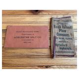 (2) Rock Island Plow Co. + Worcester Salt Co. Wallets