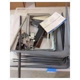 Assorted Hardware, Brackets, Hinges, and Springs in Storage Container
