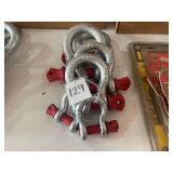 Rigging Shackles with Red Pins, Lot of Heavy Duty Galvanized Shackles