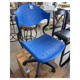 Unassembled Blue Perforated Plastic Rolling Office Chair