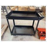 Two-Tier Metal Utility Cart with Caster Wheels
