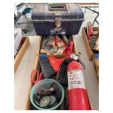 Benchtop Plastic Tool Box with Assorted Hand Tools and Supplies