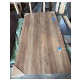Light Brown Wood Grain Laminate Table Top Measuring 35.5 x 65.5 Inches with Angled Corners