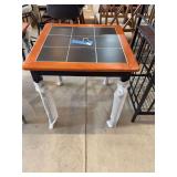 Square Table with Black Tile Top and Wooden Trim, 29" x 29" x 30"