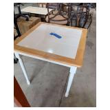 White and Natural Wood Dining Table with Tile Top