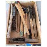 Assorted Wooden Handled Wire Brushes and Hand Tool Lot