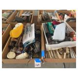 Assorted Box Lot of Hardware, Electrical Components, Tools, and Eyewear