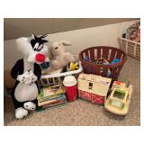 Fisher-Price Toy Lot with Playsets, Plush Animals, Books, and Accessories