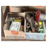 Assorted Automotive and Workshop Accessories Including Trailer Hitch, Light, and Staple Guns