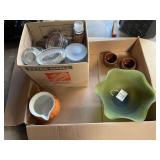 Assorted Glassware, Pottery Bowls, and Kitchen Decor Lot