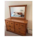 Wooden Dresser with Attached Mirror