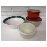 Mixed Kitchenware Lot Including Tupperware Bowls and Ceramic Mixing Bowl