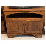 Oak Media Console with Storage Cabinet