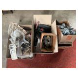 Assorted Hardware, Brackets, Tools, and Parts Assortment in Boxes