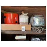 Kitchen Appliance Group with Rival Crock-Pot, Ceramic Canister, and Chrome Toaster