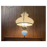 Milk Glass Hobnail Hanging Swag Lamp with Brass-Finished Hardware