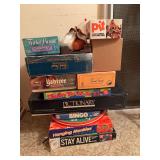 Assorted Board Games and Card Games Lot including Trivial Pursuit, Pictionary, and Yahtzee