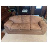 Tan Microfiber Three-Seater Sofa