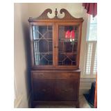 Mahogany China Cabinet with Glass Doors and Storage Base