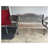 Hummingbird Design Garden Bench with Slatted Wood and Metal Frame