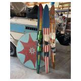 Group of Water Skis and Hydro-Flite Round Towable Disc