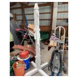 Freestanding White Wood Post with Hooks